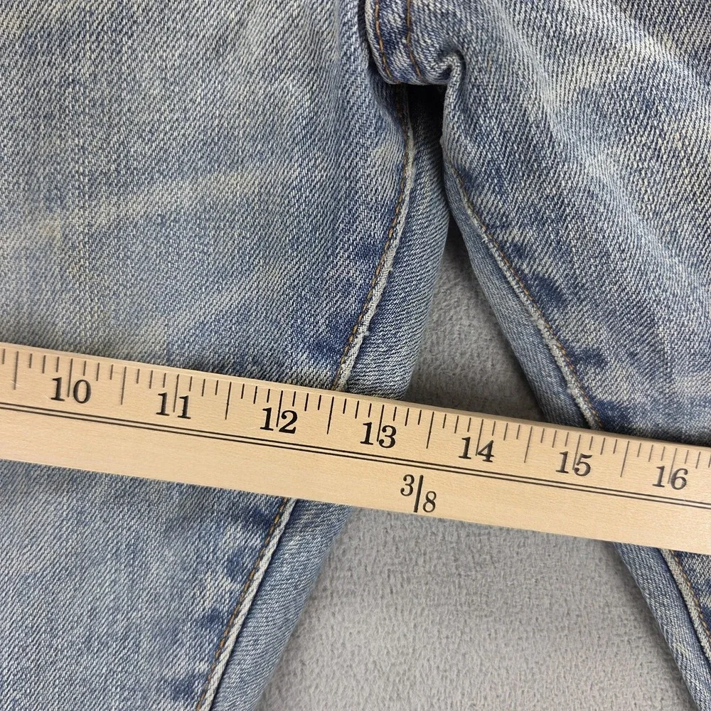 Edwin Jeans Mens 40x38 Blue Selvedge 505S Thrashed Whiskers Light Wash